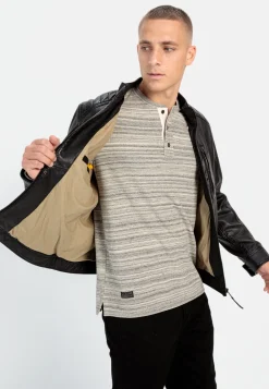 Lederjacke mit Stehkragen