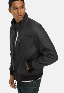 Lederjacke mit Stehkragen