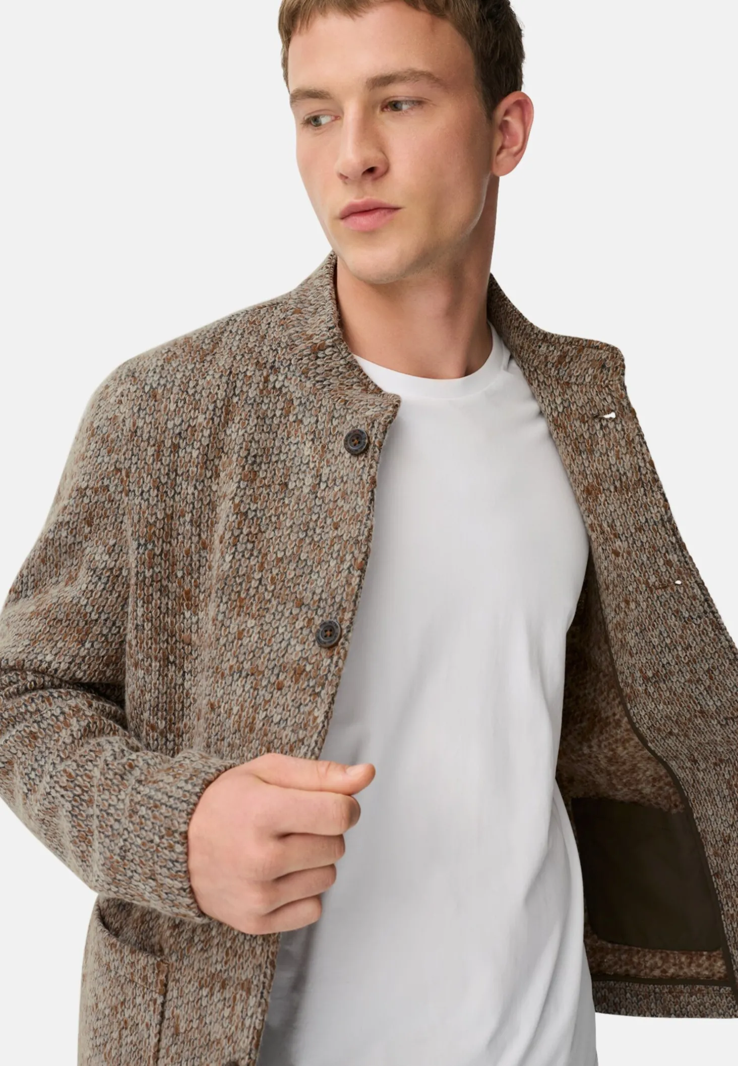 Melierte Jacke mit Stehkragen