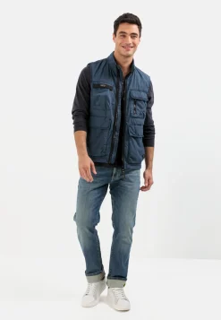 Multipocket Weste mit Stehkragen