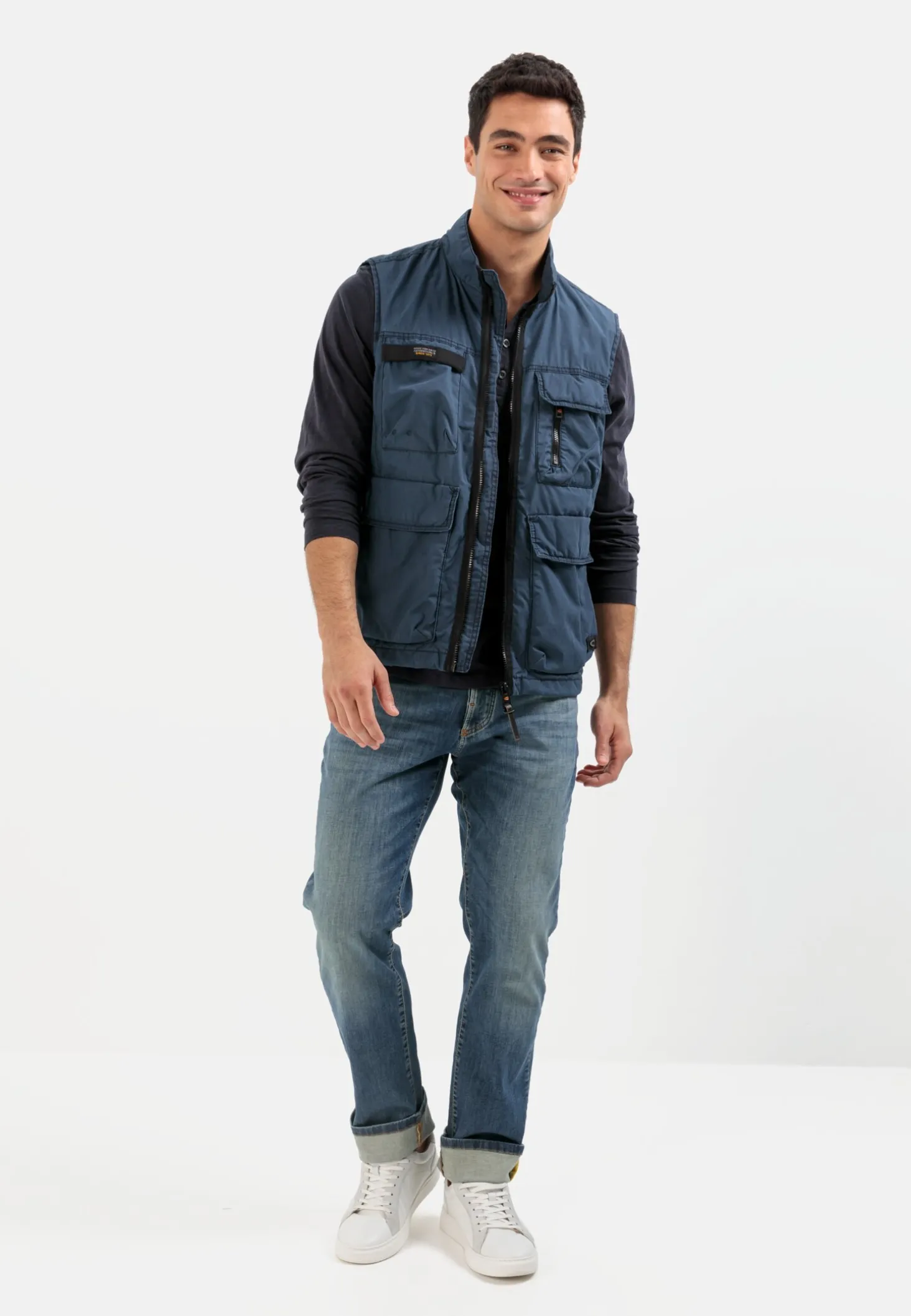Multipocket Weste mit Stehkragen