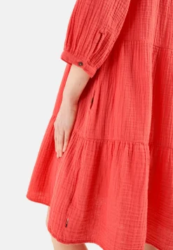 Musselin Stufenkleid mit Knopfleiste