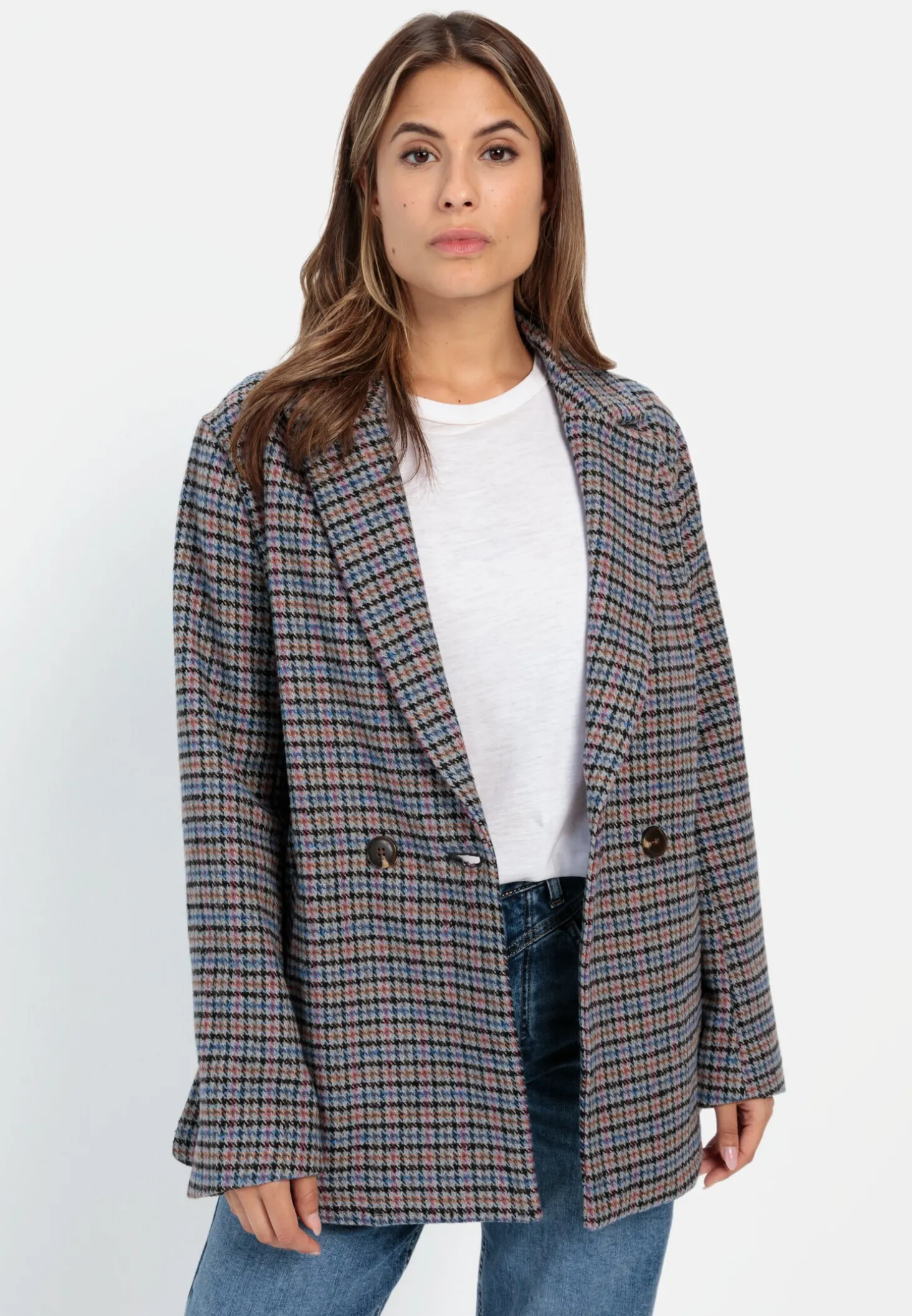 Oversized Blazer mit kariertem Muster