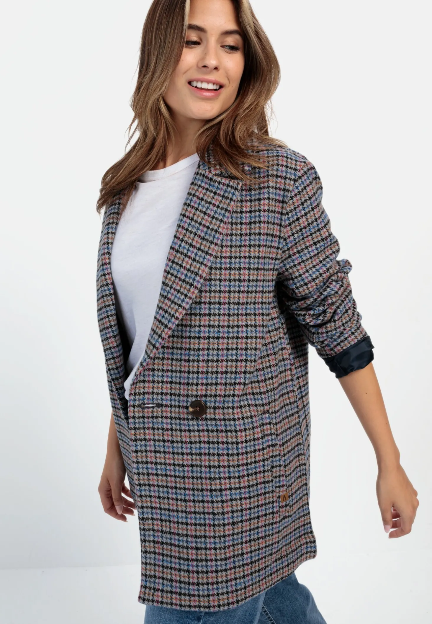 Oversized Blazer mit kariertem Muster