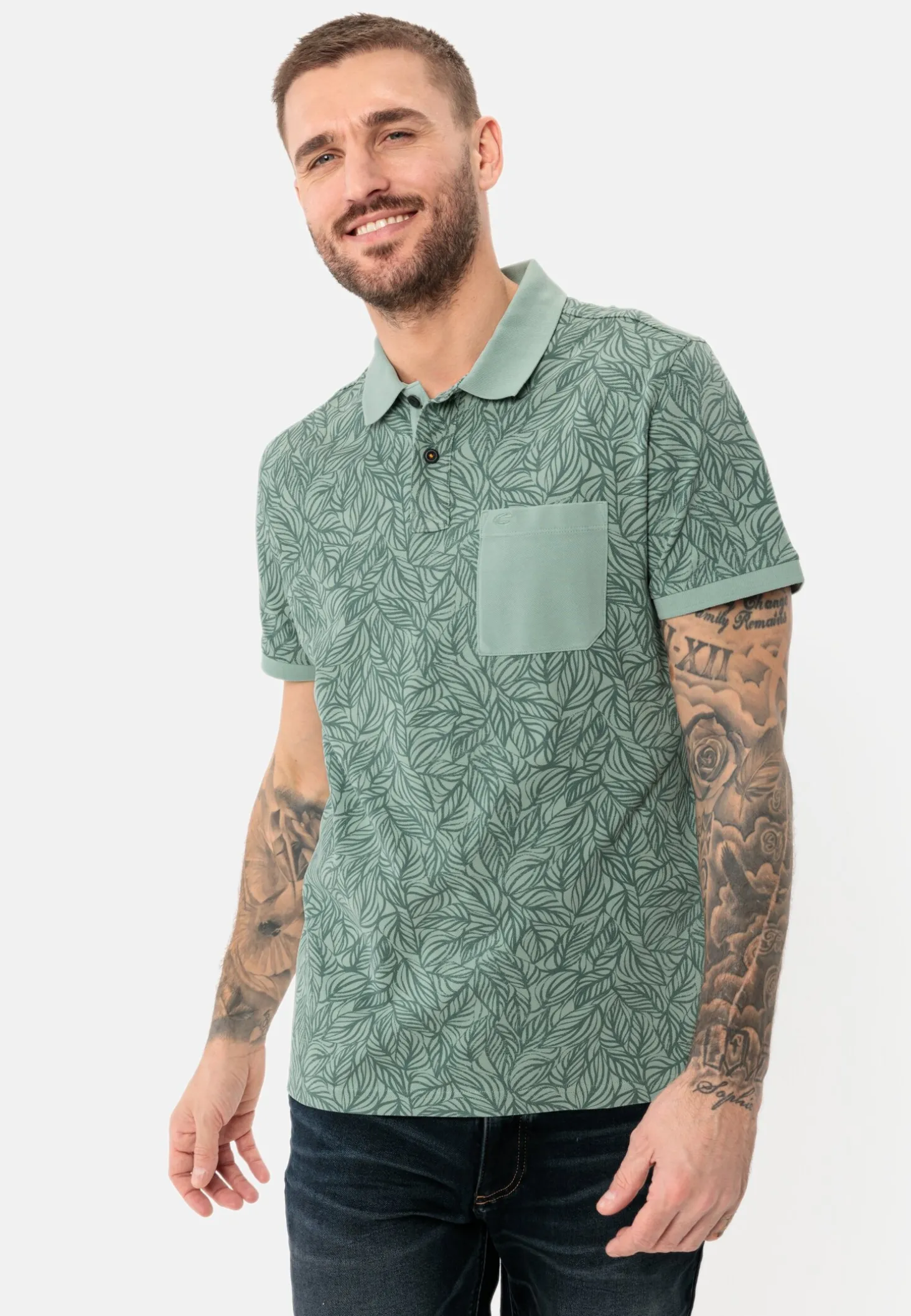 Piqué Poloshirt mit floralem Allover-Print