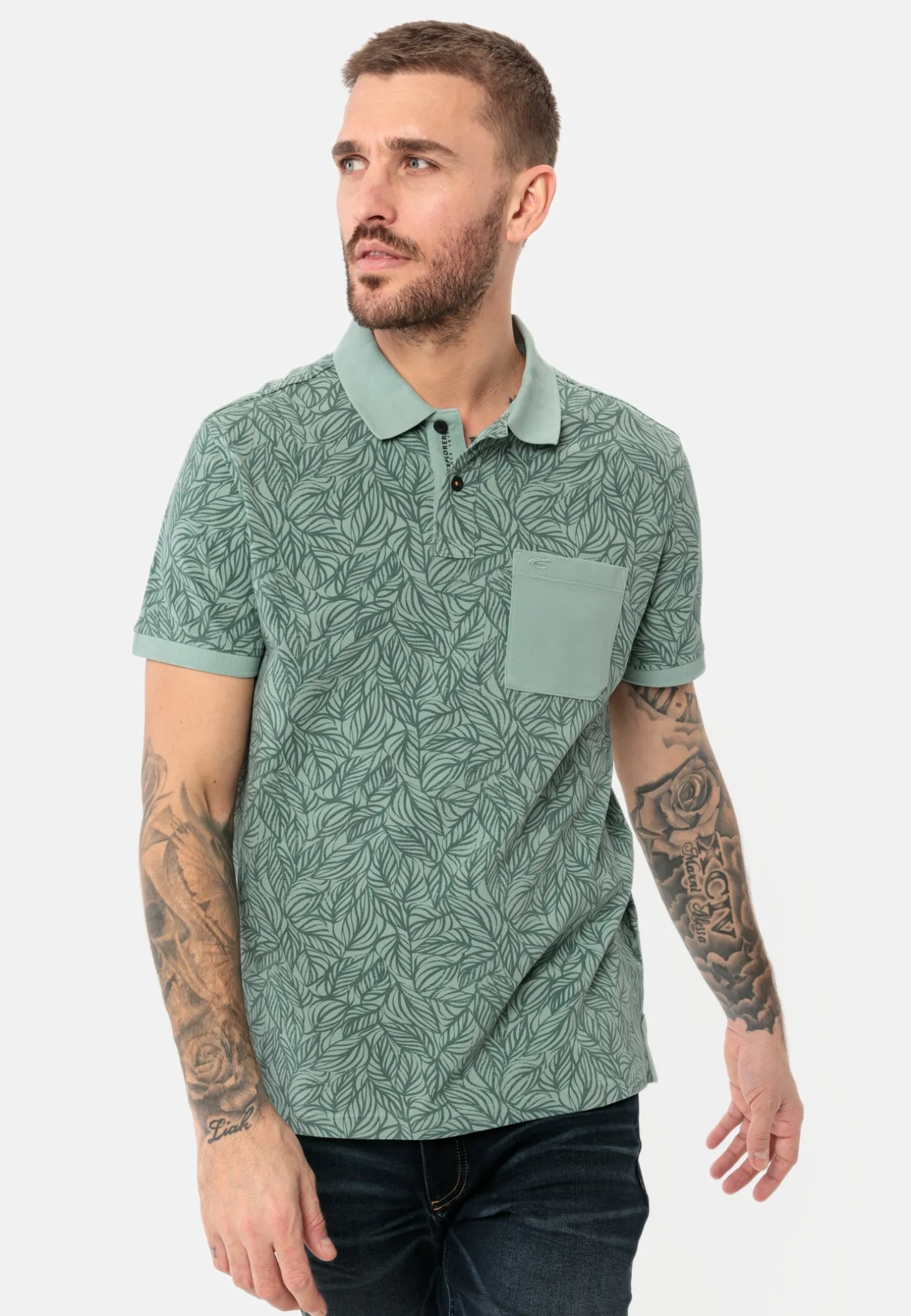 Piqué Poloshirt mit floralem Allover-Print
