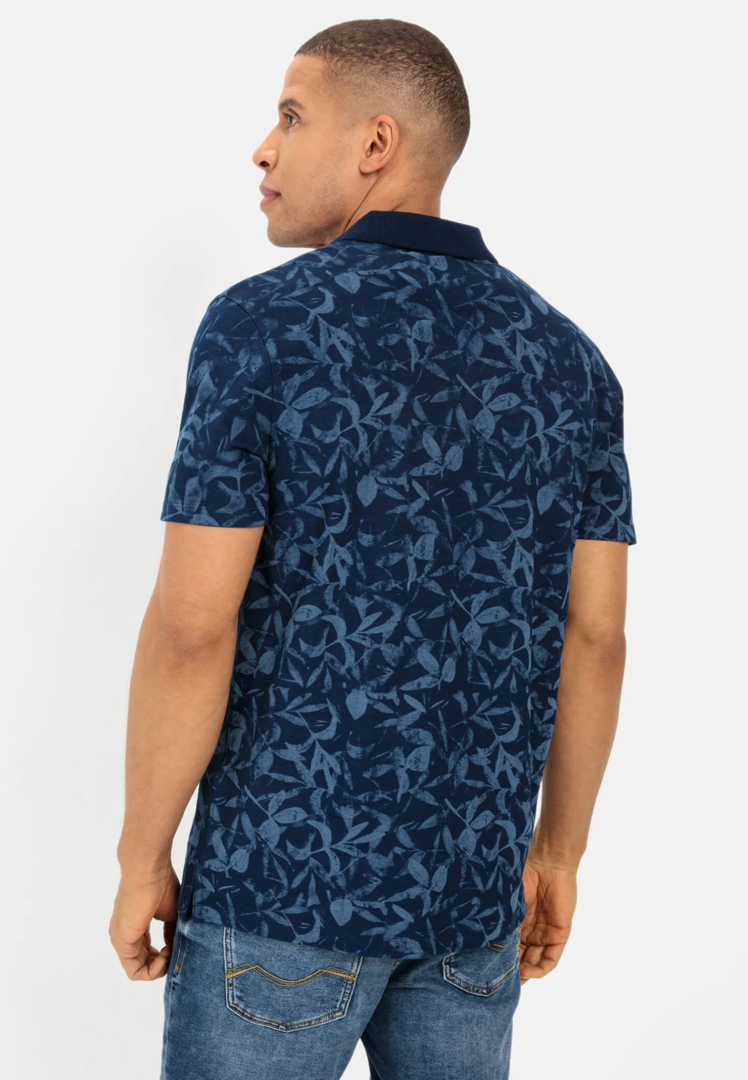 Pique Poloshirt mit floralem Print