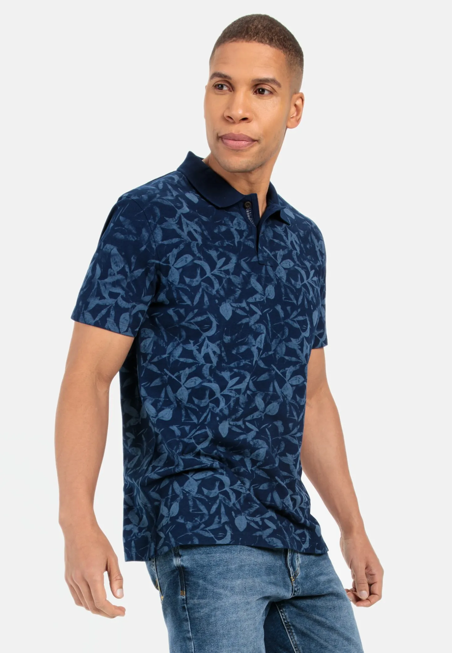 Pique Poloshirt mit floralem Print