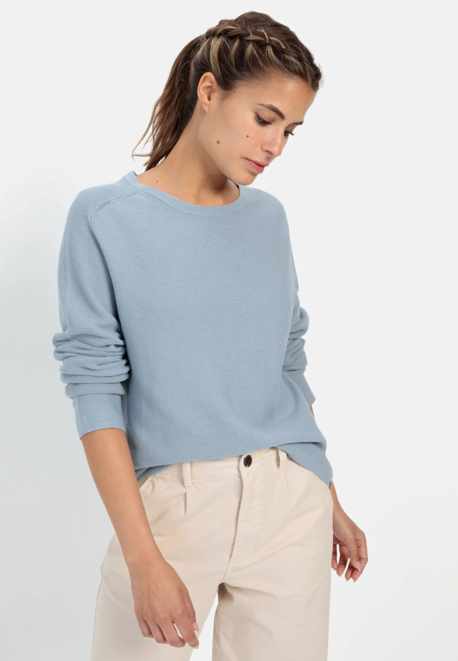 Rundhals Sweatshirt aus reiner Baumwolle