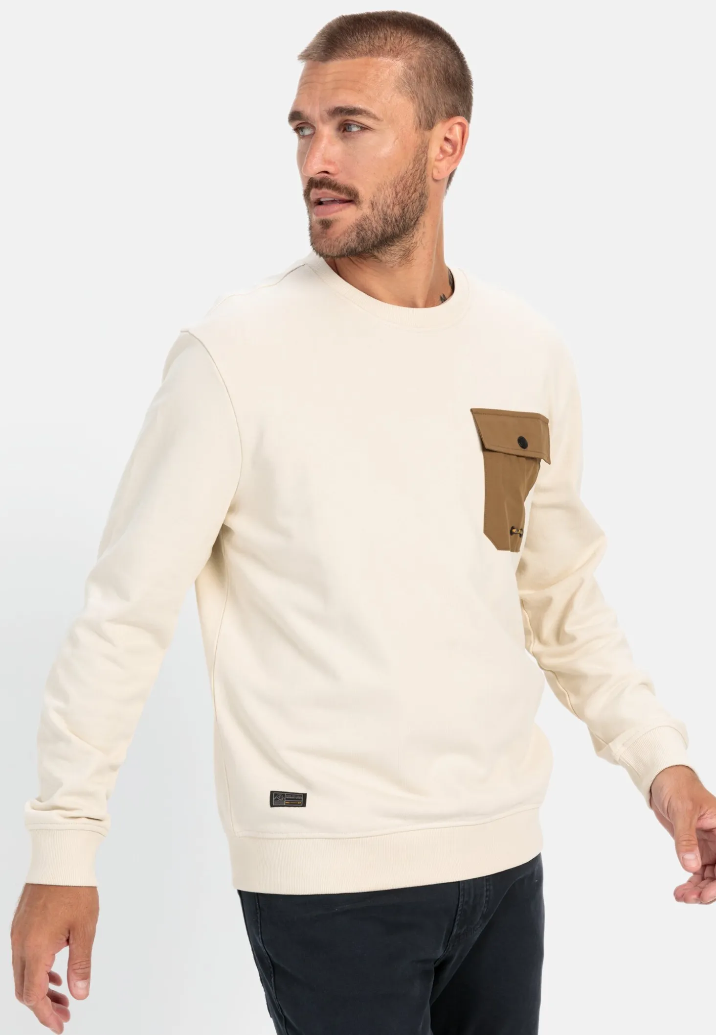 Rundhals Sweatshirt mit Brusttasche