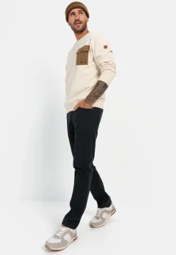 Rundhals Sweatshirt mit Brusttasche