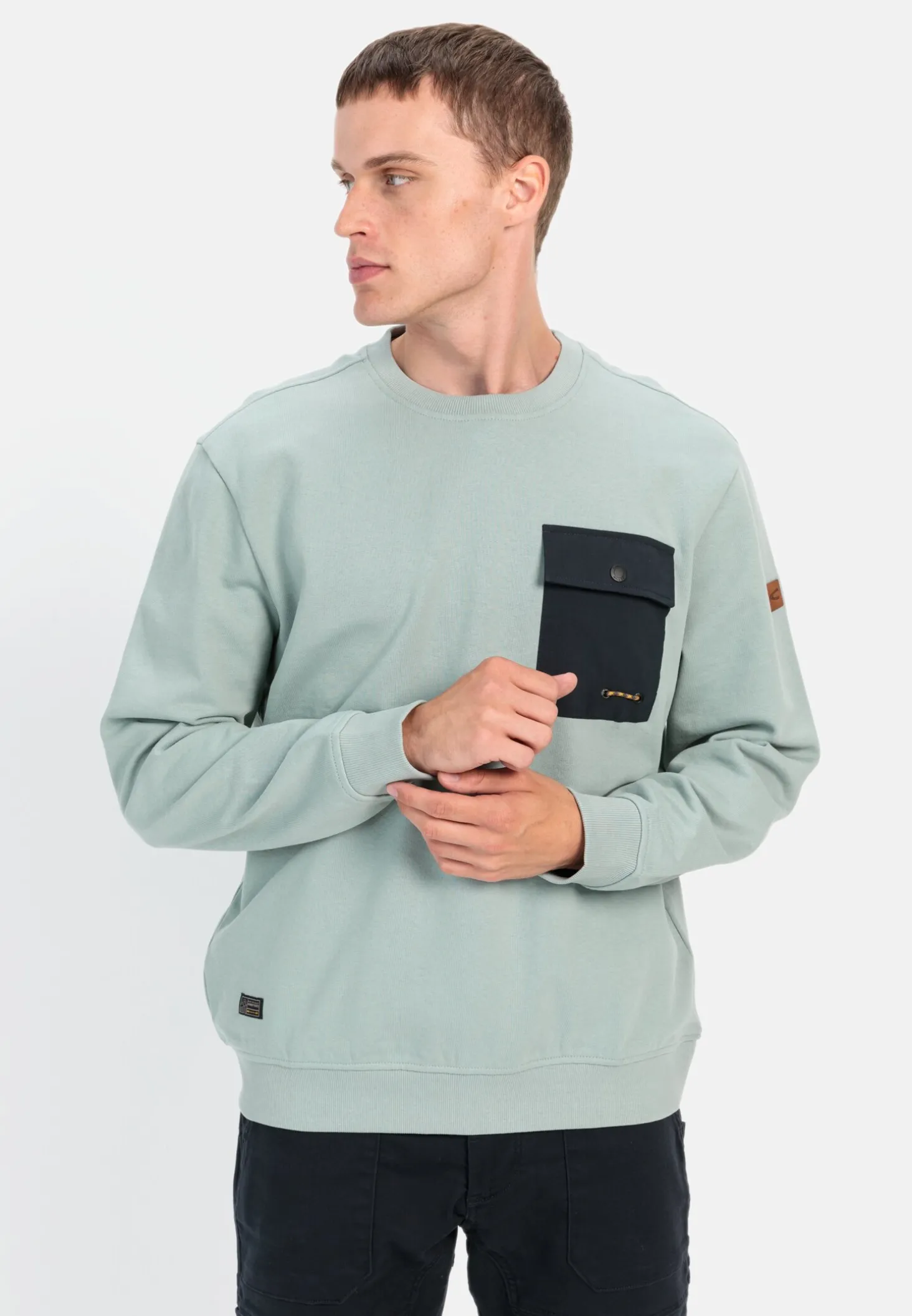 Rundhals Sweatshirt mit Brusttasche