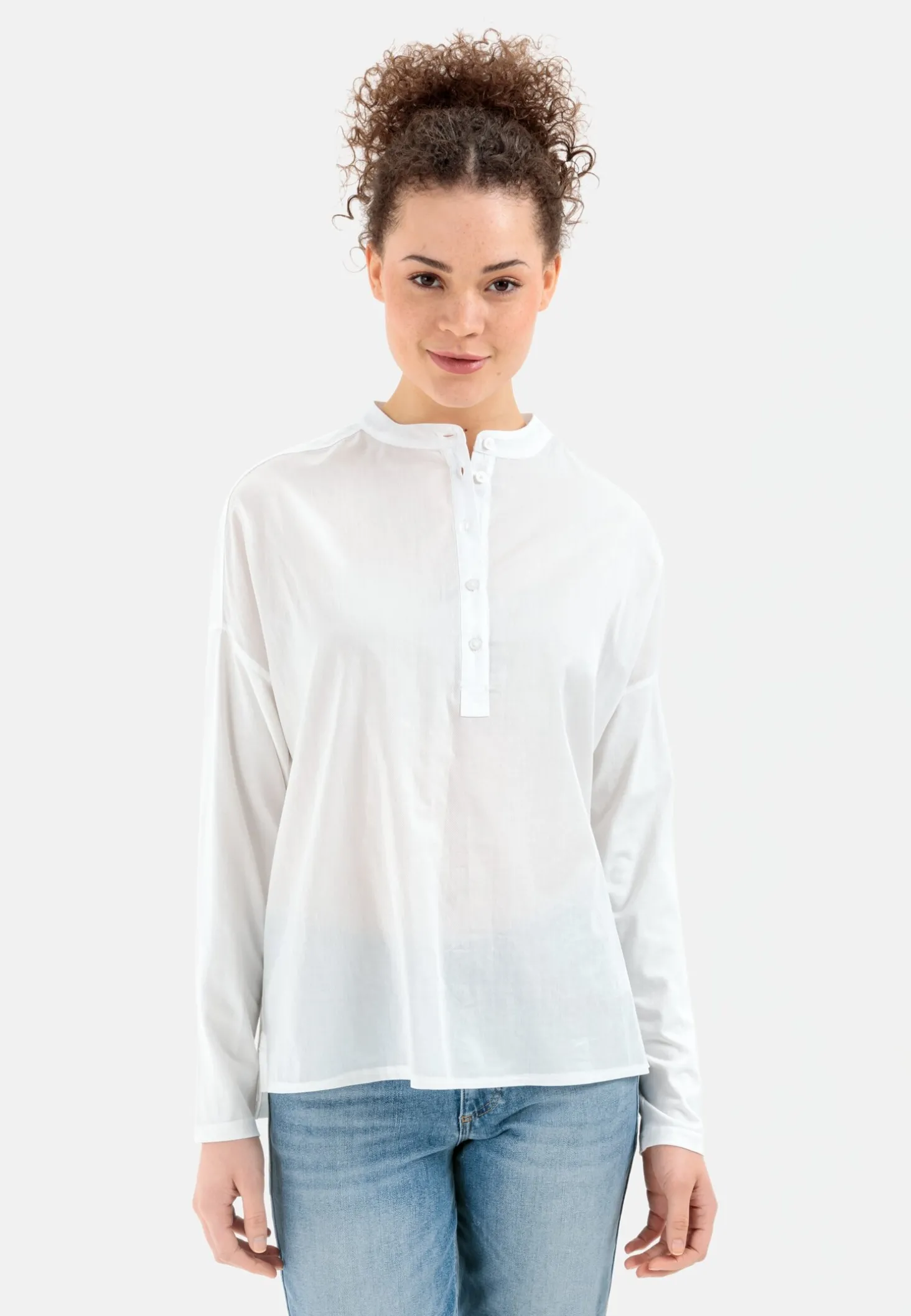 Schlupfbluse mit Jerseyeinsatz