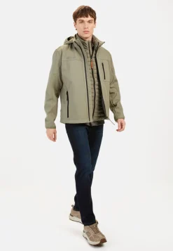 Softshelljacke mit abnehmbarer Kapuze und reflektierenden Details