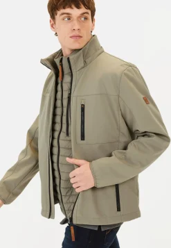 Softshelljacke mit abnehmbarer Kapuze und reflektierenden Details