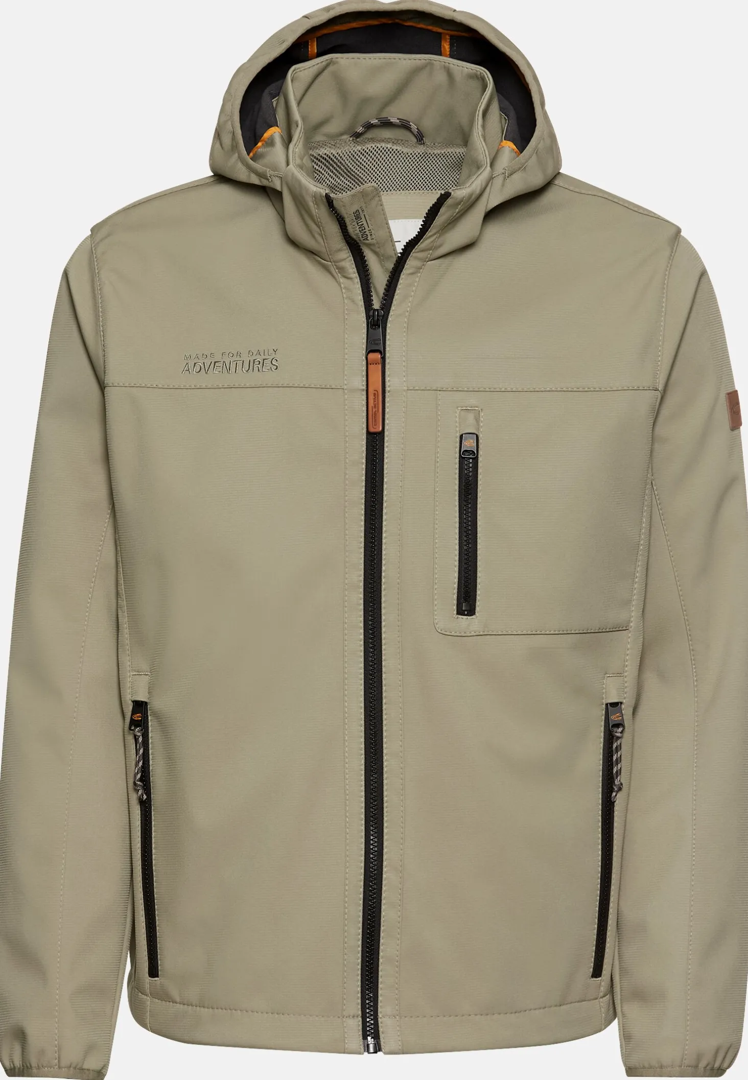 Softshelljacke mit abnehmbarer Kapuze und reflektierenden Details