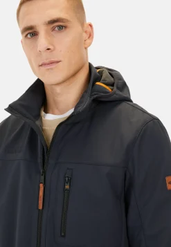 Softshelljacke mit abnehmbarer Kapuze und reflektierenden Details