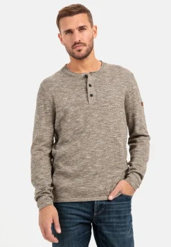 Strick Henleyshirt aus reiner Baumwolle