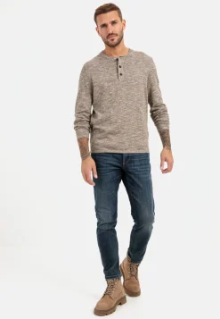 Strick Henleyshirt aus reiner Baumwolle