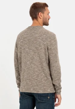 Strick Henleyshirt aus reiner Baumwolle