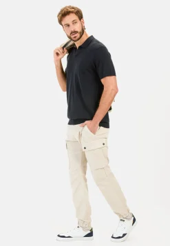 Strick-Poloshirt aus Baumwoll-Leinen-Mix