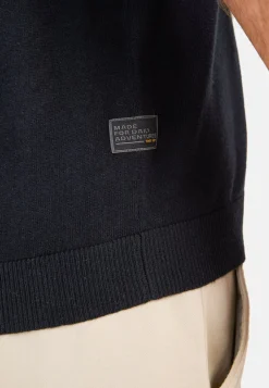 Strick-Poloshirt aus Baumwoll-Leinen-Mix