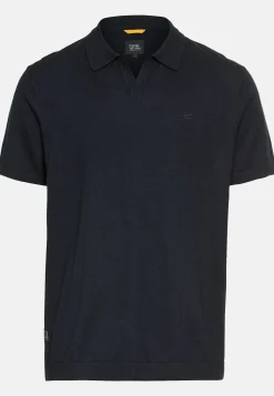Strick-Poloshirt aus Baumwoll-Leinen-Mix