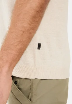 Strick-Poloshirt aus Baumwoll-Leinen-Mix