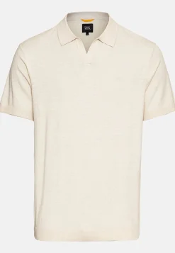 Strick-Poloshirt aus Baumwoll-Leinen-Mix