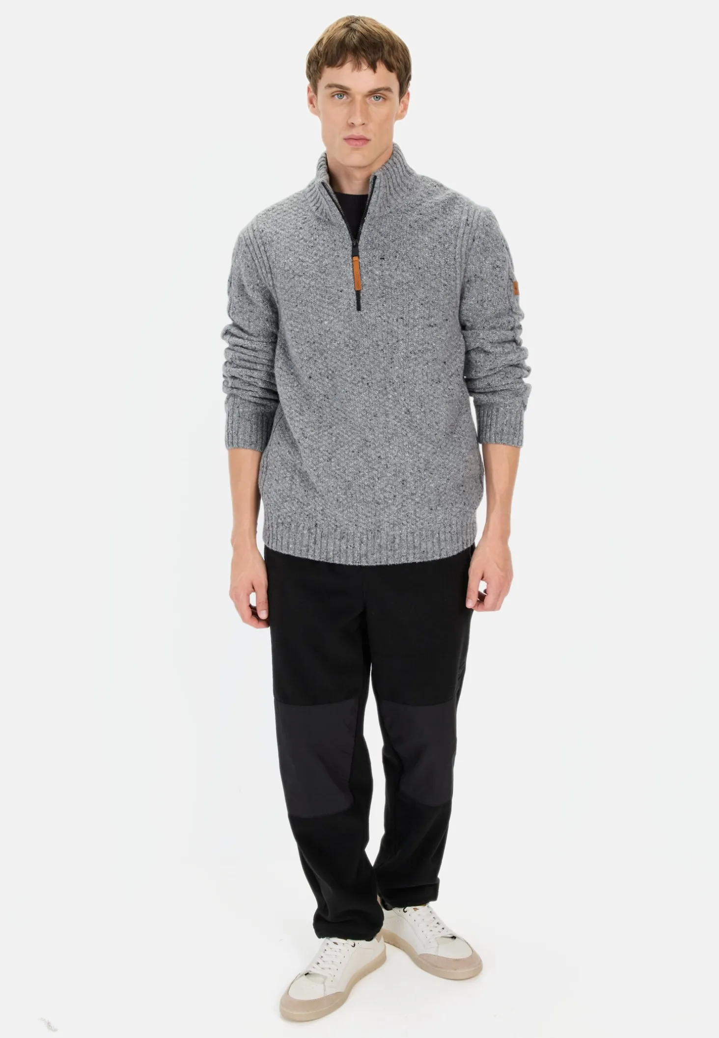 Strickpullover mit Troyer-Kragen