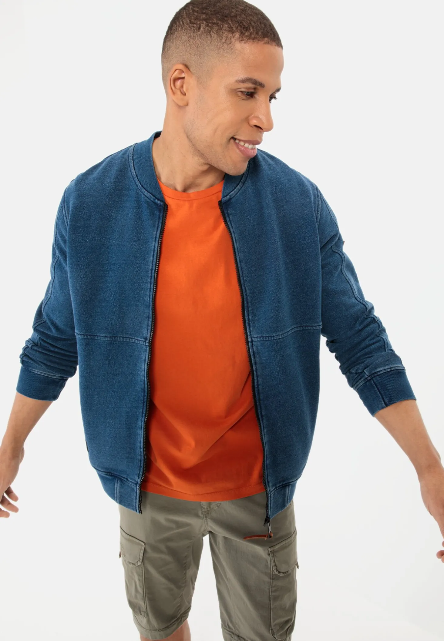 Sweatjacke in Denim-Optik
