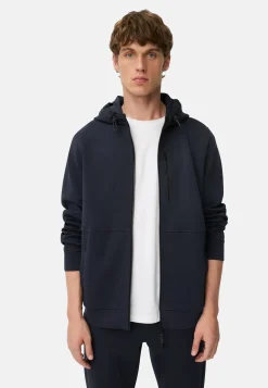Sweatjacke mit 4-Way Stretch und kontrastierenden Details