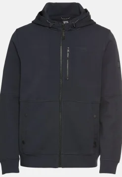 Sweatjacke mit 4-Way Stretch und kontrastierenden Details