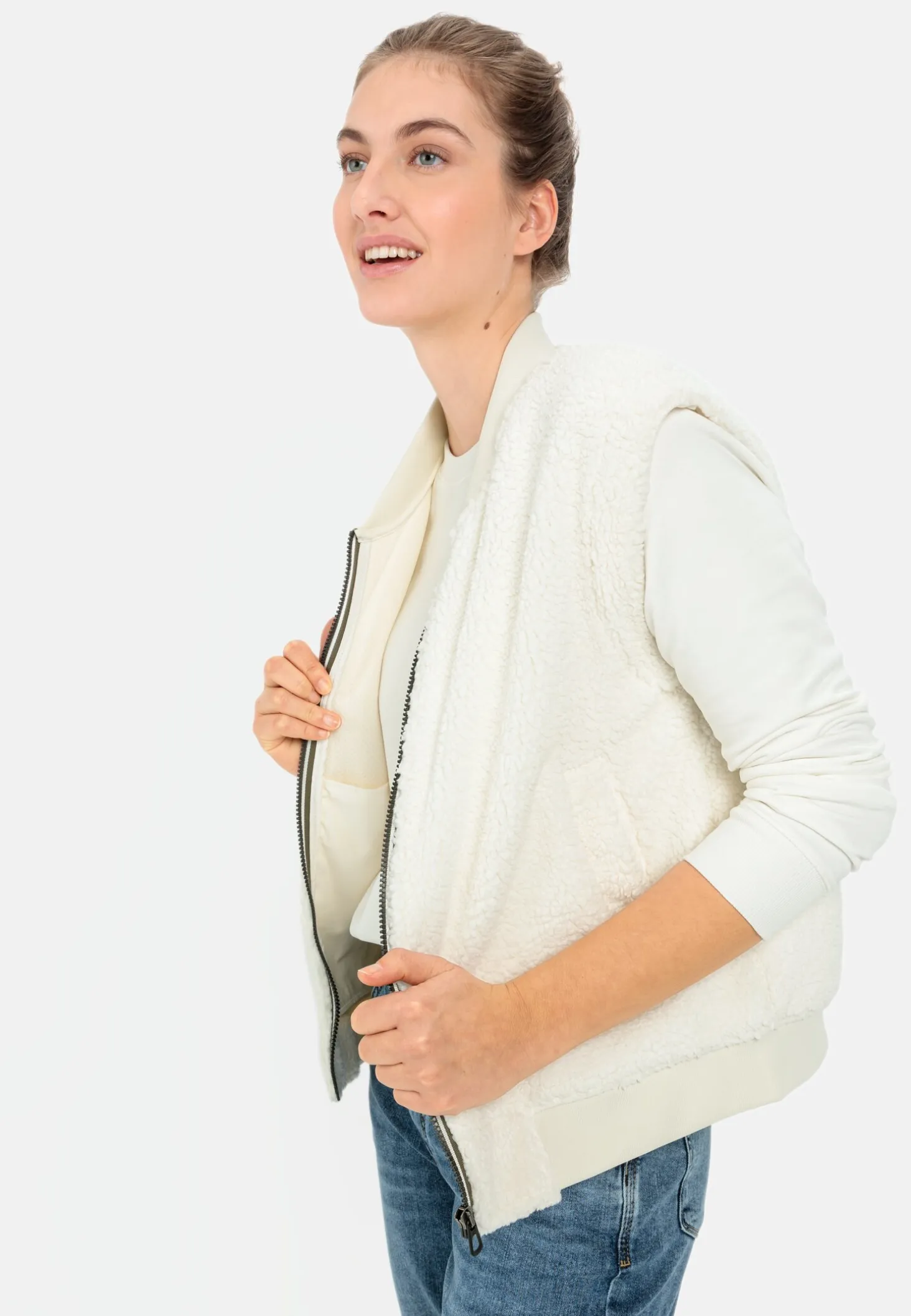 Teddy Weste mit Strickbündchen