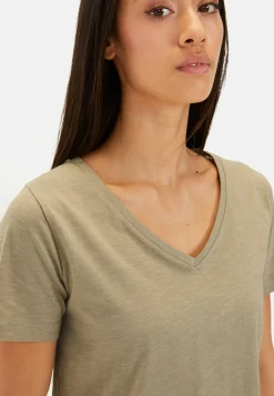 T-Shirt mit V-Ausschnitt aus reiner Baumwolle