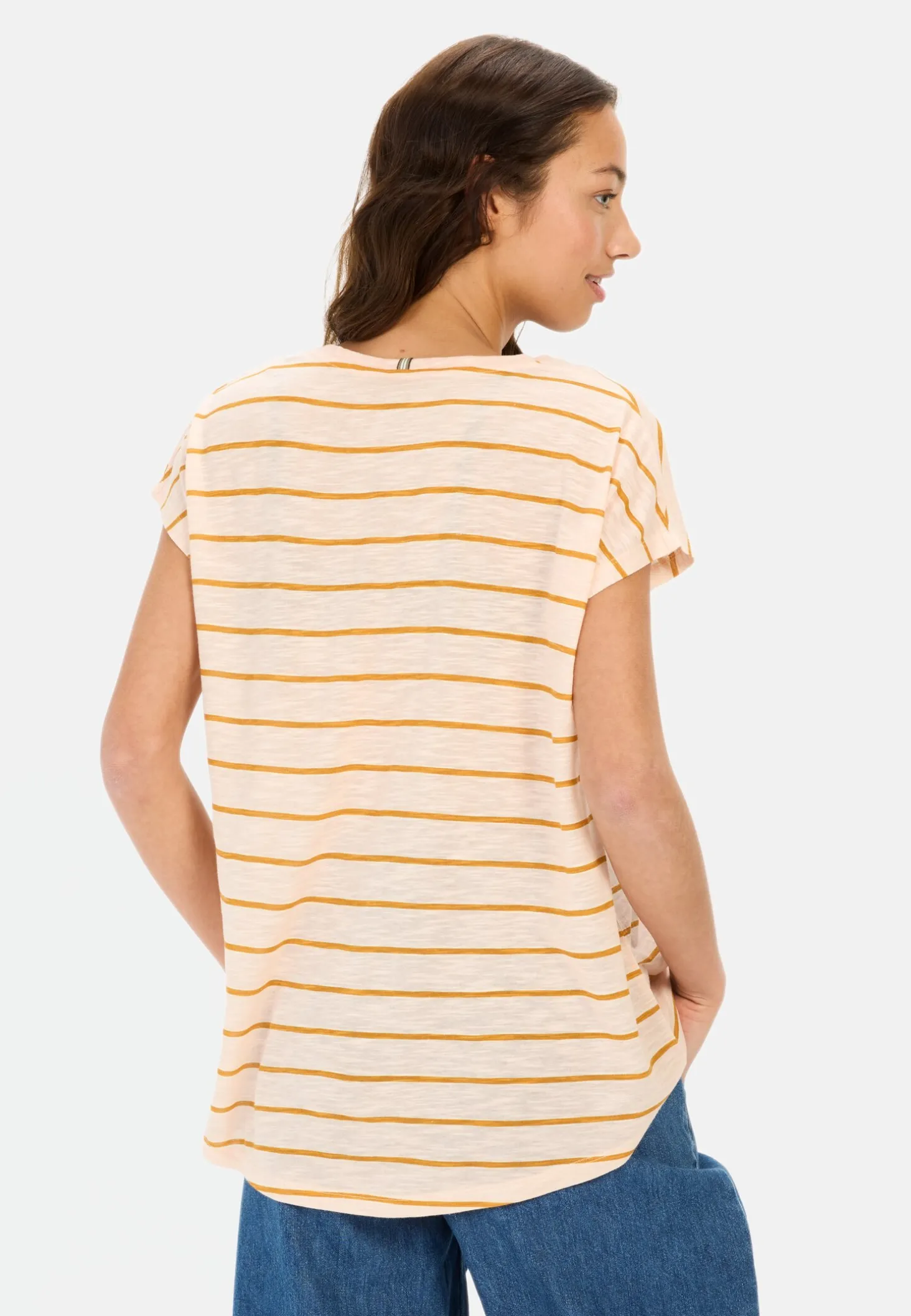 T-Shirt mit V-Ausschnitt und Streifenmuster