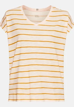 T-Shirt mit V-Ausschnitt und Streifenmuster