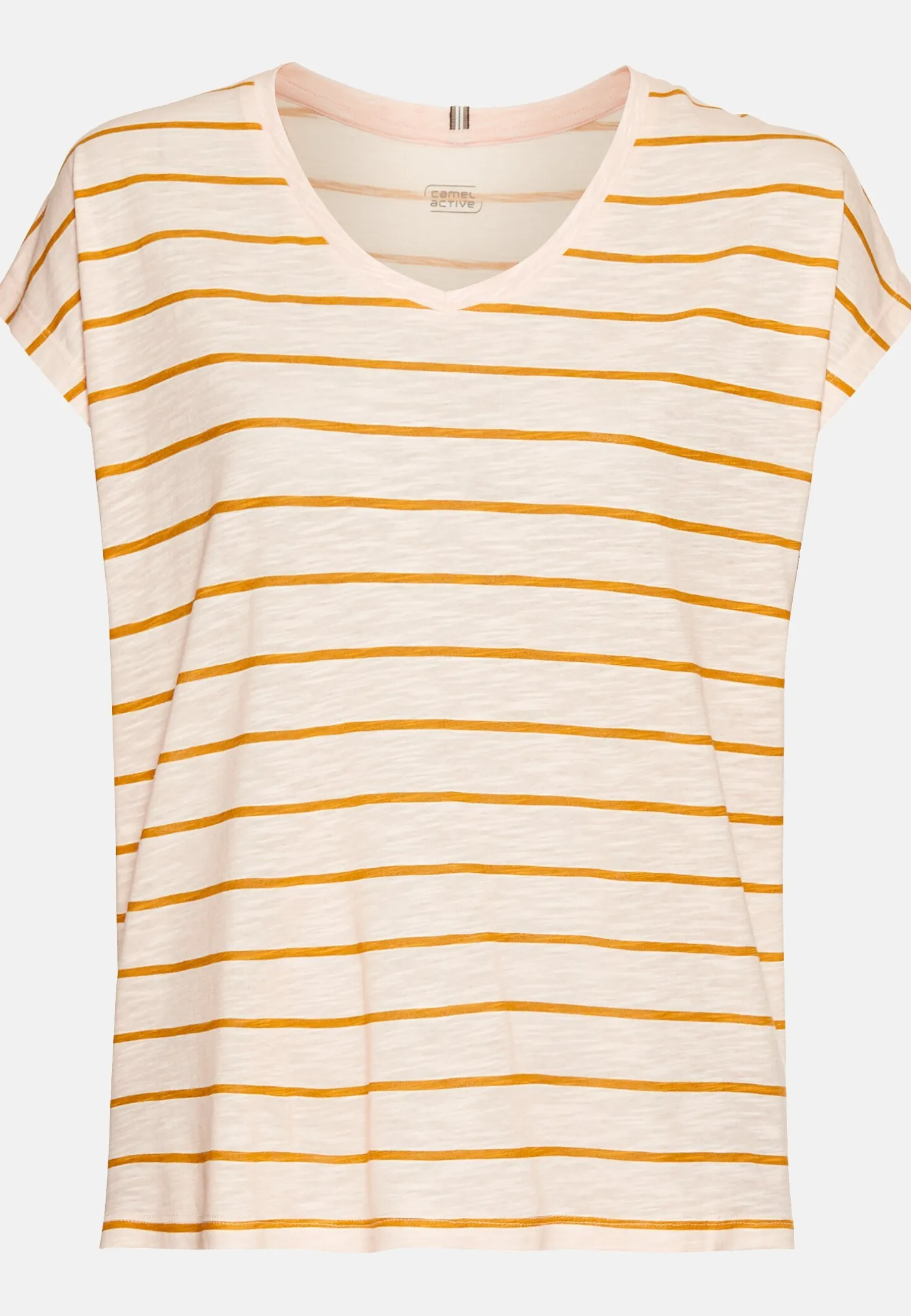 T-Shirt mit V-Ausschnitt und Streifenmuster